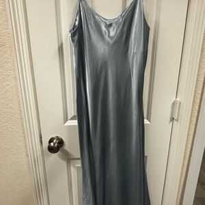 Elegant Silver Satin Slip Dress